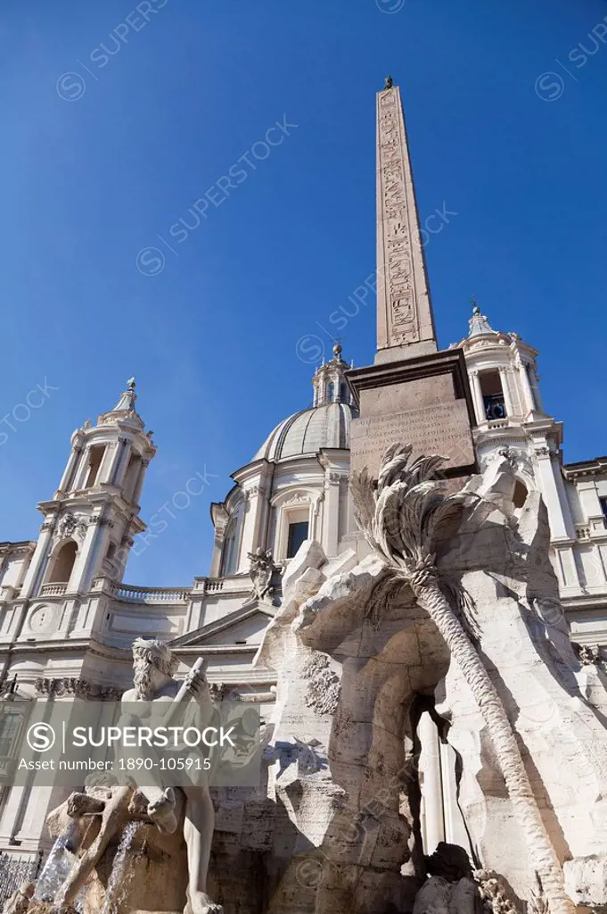 Fontana dei Fiumi and San´ Agnese in Agone, Piazza Navona, Rome, Lazio, Italy, Europe