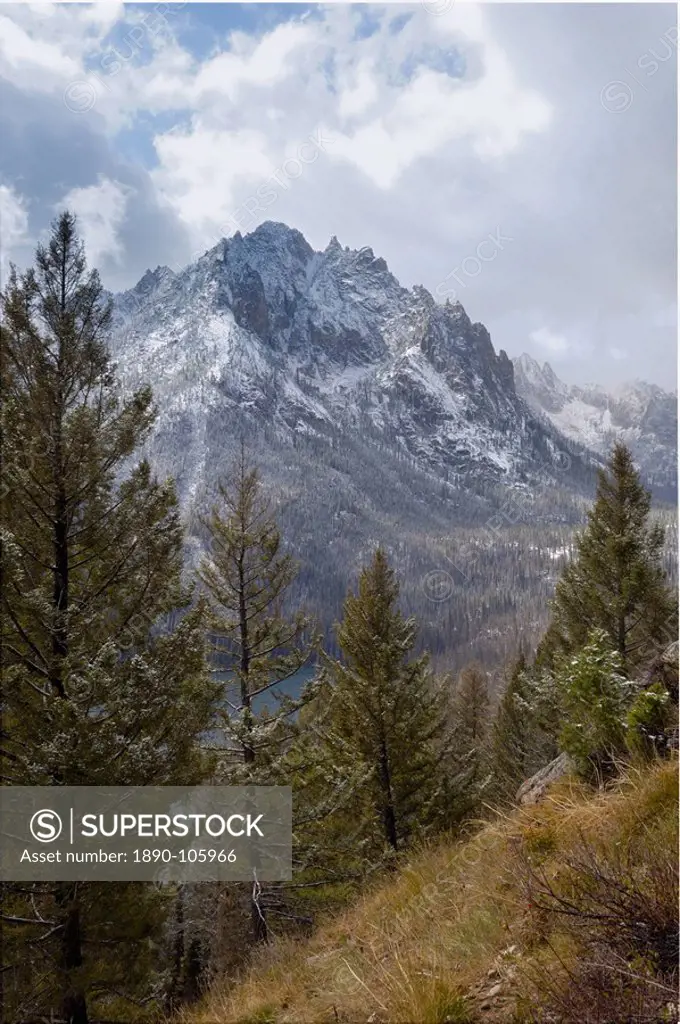 Snow_capped Sawtooth Mountains, near Redfish Lake, Rocky Mountains, Idaho, United States of America, North America