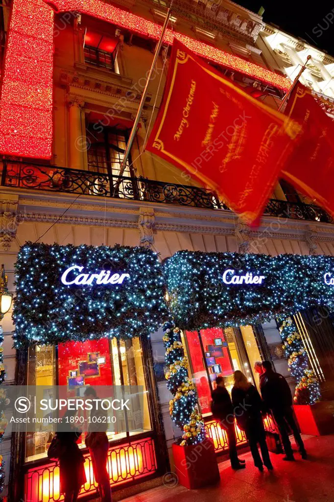 Christmas lights and decorations outside the Cartier Store, Fifth Avenue, Manhattan, New York City, New York, United States of America, North America