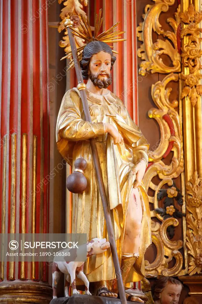 Statue of St. Roch in Saint_Nicolas de Veroce church, Haute Savoie, France, Europe