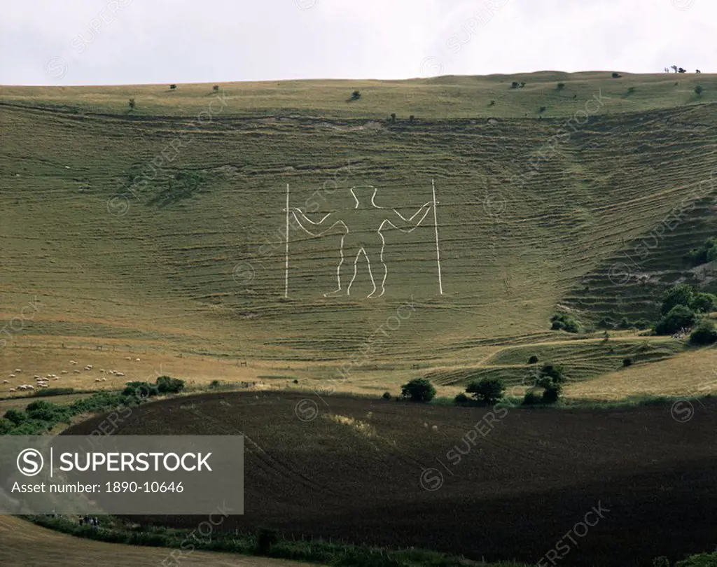 The Long Man, Wilmington, East Sussex, England, United Kingdom, Europe