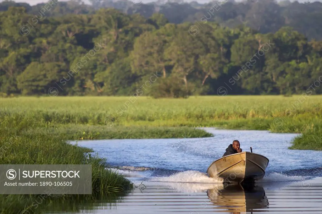 A fisherman in the everglades of Kaw, French Guiana, South America