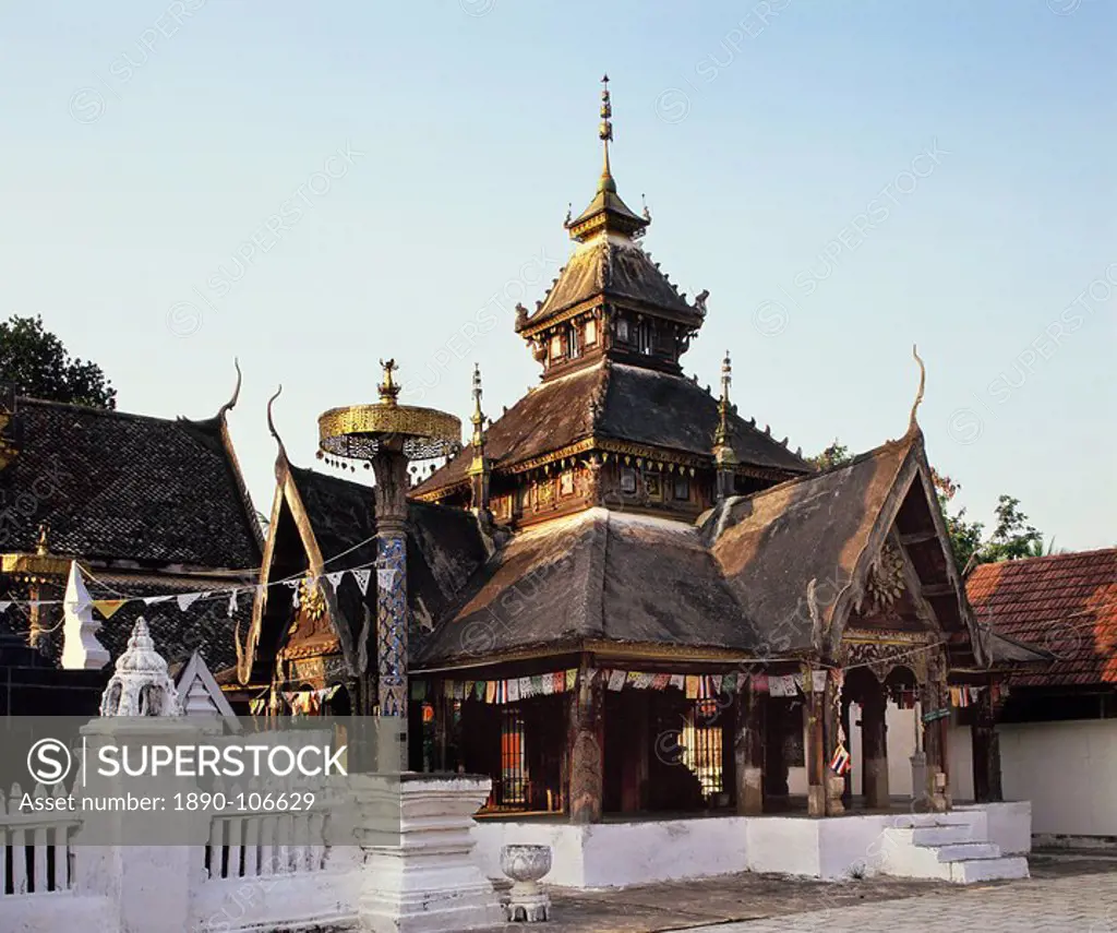 Wat Pongsanuk Tai, a classic Lanna style temple in Lampang, Northern Thailand, Thailand, Southeast Asia, Asia