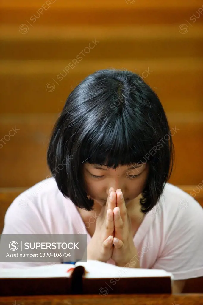 Prayer in a Presbyterian church, Seoul, South Korea, Asia