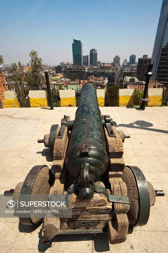 Old cannon on the battlements of Castillo Hidalgo, formerly a defensive fort dating from 1816, now restored to a public area and events venue, on Sant...