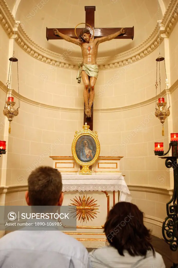 Prayer in chapel, Victoria, Gozo, Malta, Europe