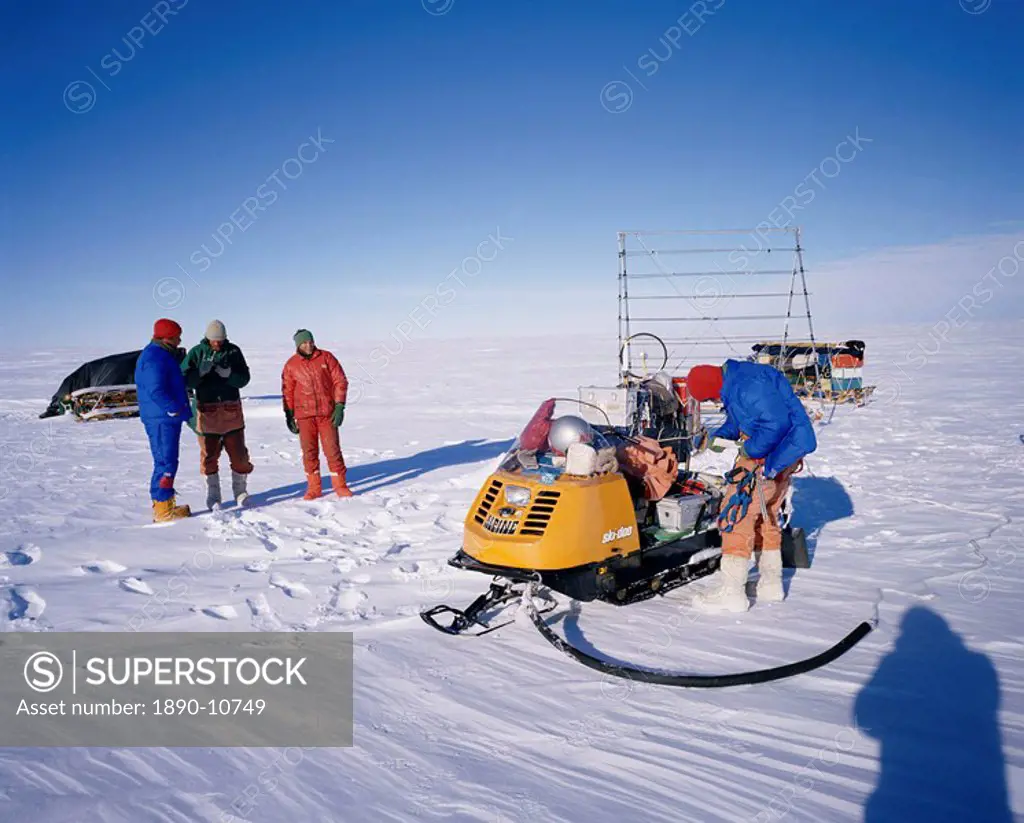 Oversnow geophysical team of the British Antarctic Survey, Antarctica, Polar Regions