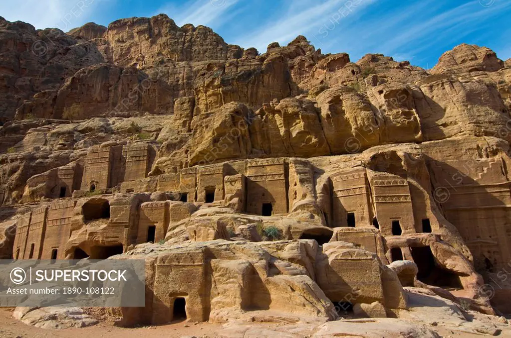 The old tombs of the Nabatean city, Petra, UNESCO World Heritage Site, Jordan, Middle East