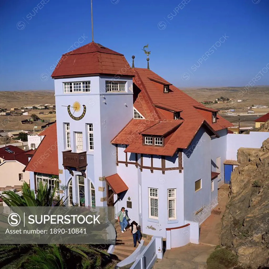 Colonial German architecture, Goerkehaus Goerke House, now owned by Consolidated Diamond Mines, Luderitz, Namibia, Africa