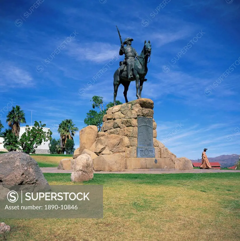 The Rider Memorial in front of the Alte Feste Old Fort, Windhoek, Namibia, Africa