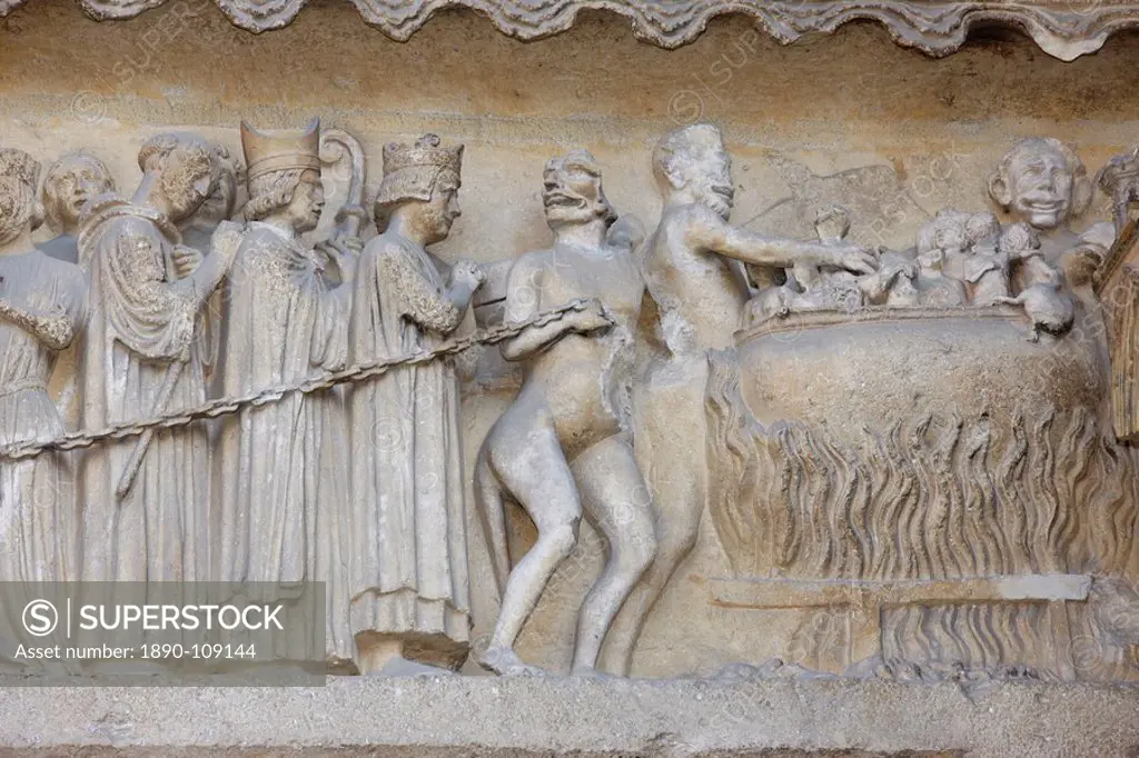 The Last Judgment, north wing of Reims Cathedral, UNESCO World Heritage Site, Reims, Marne, France, Europe