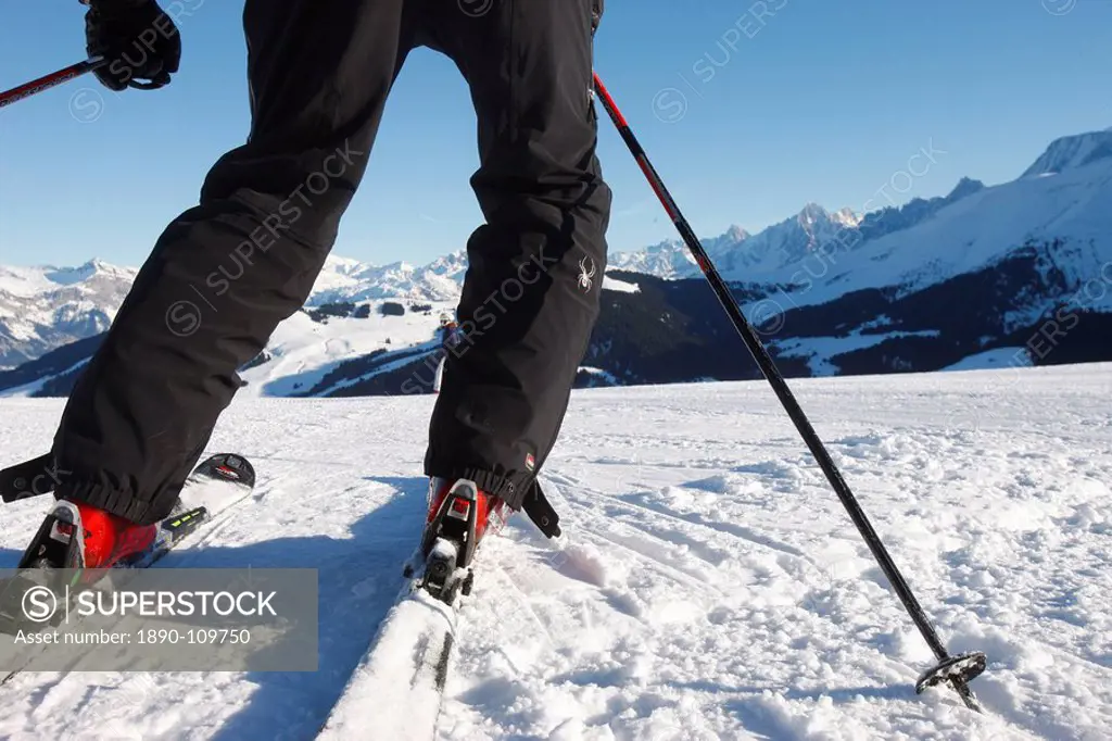 Skier in Megeve, Haute Savoie, French Alps, France, Europe