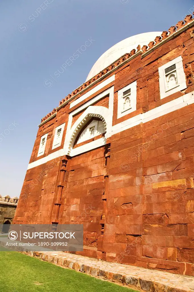 The Mausoleum of Ghiyas_ud_Din Tughluq Ghiyath_al_Din at Tughluqabad in Delhi, India, Asia
