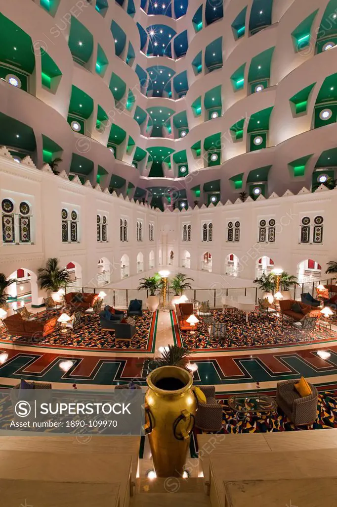 Atrium of the Burj Al Arab Hotel, Dubai, United Arab Emirates, Middle East