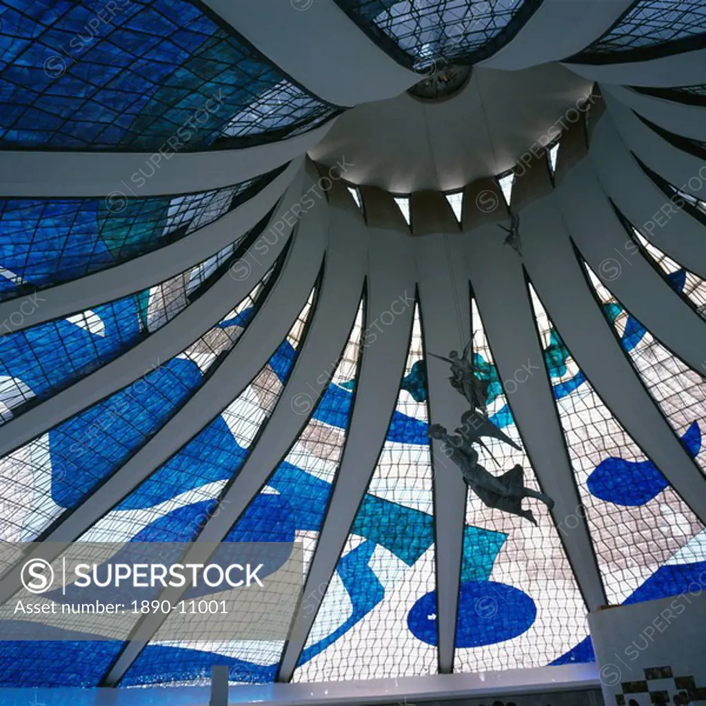 Interior of the roof of the Catedral Metropolitana, Brasilia, Brazil, South America