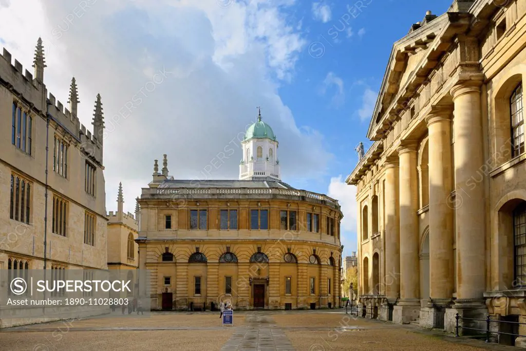 The Clarendon Building, Bodleian Library and Sheldonian Theatre, Oxford, Oxfordshire, England, United Kingdom, Europe