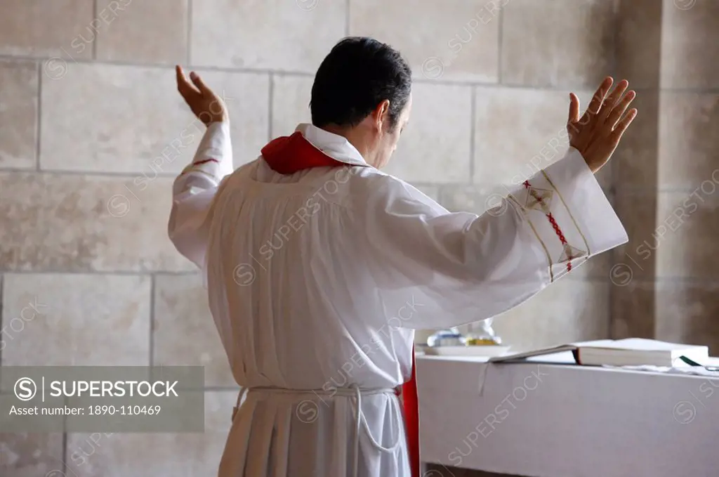 Mass in Dominus Flevit chapel, Jerusalem, Israel, Middle East