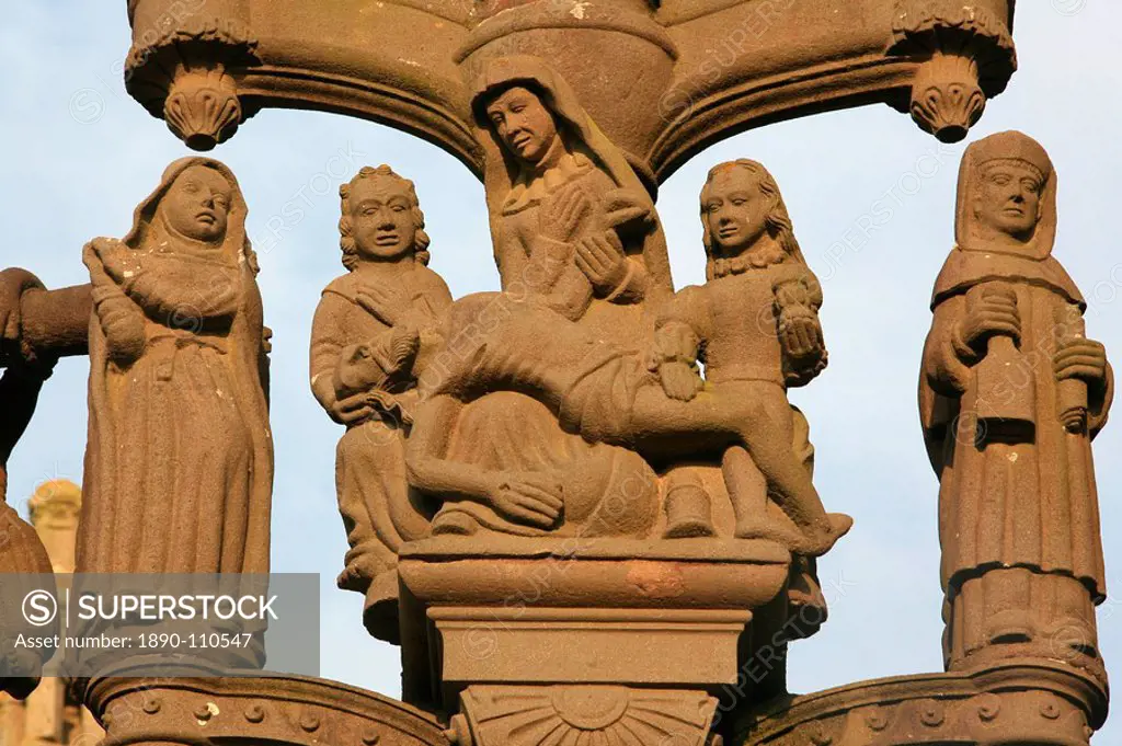 Calvary depicting the Life of Jesus, St. Thegonnec, Finistere, Brittany, France, Europe