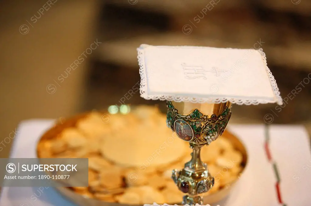 Chalice and host wafers, Reims, Marne, France, Europe