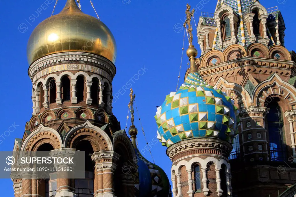 Domes. Church of our Saviour on Spilled Blood (Church of Resurrection), St. Petersburg, Russia, Europe