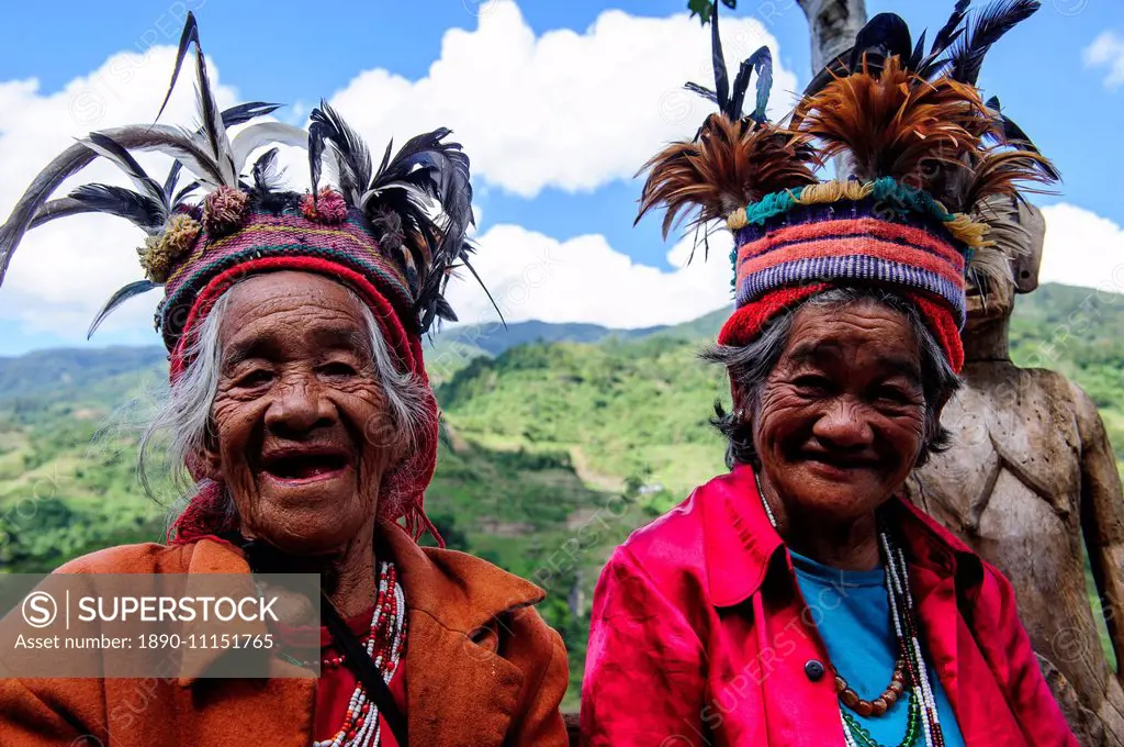 Traditional dressed Ifugao women sitting in Banaue, UNESCO World Heritage Site, Northern Luzon, Philippines, Southeast Asia, Asia