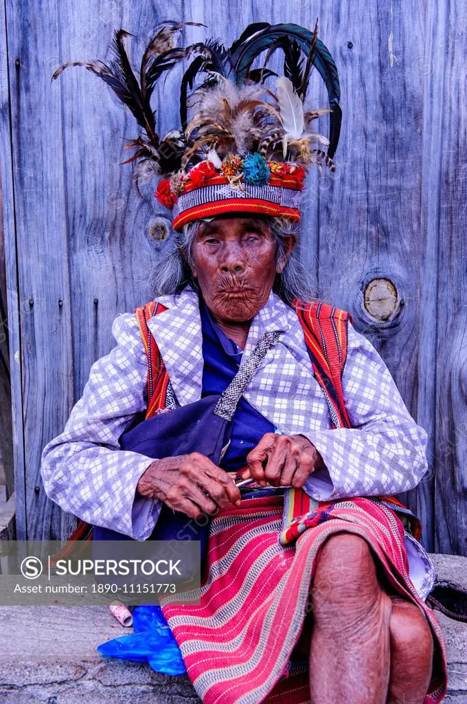 Traditional dressed Ifugao woman, Banaue, UNESCO World Heritage Site, Northern Luzon, Philippines, Southeast Asia, Asia