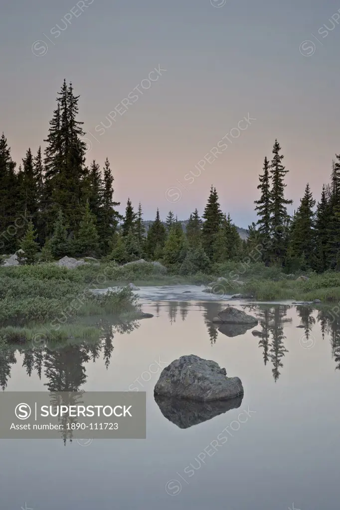 Little Bear Creek at dawn, Shoshone National Forest, Montana, United States of America, North America