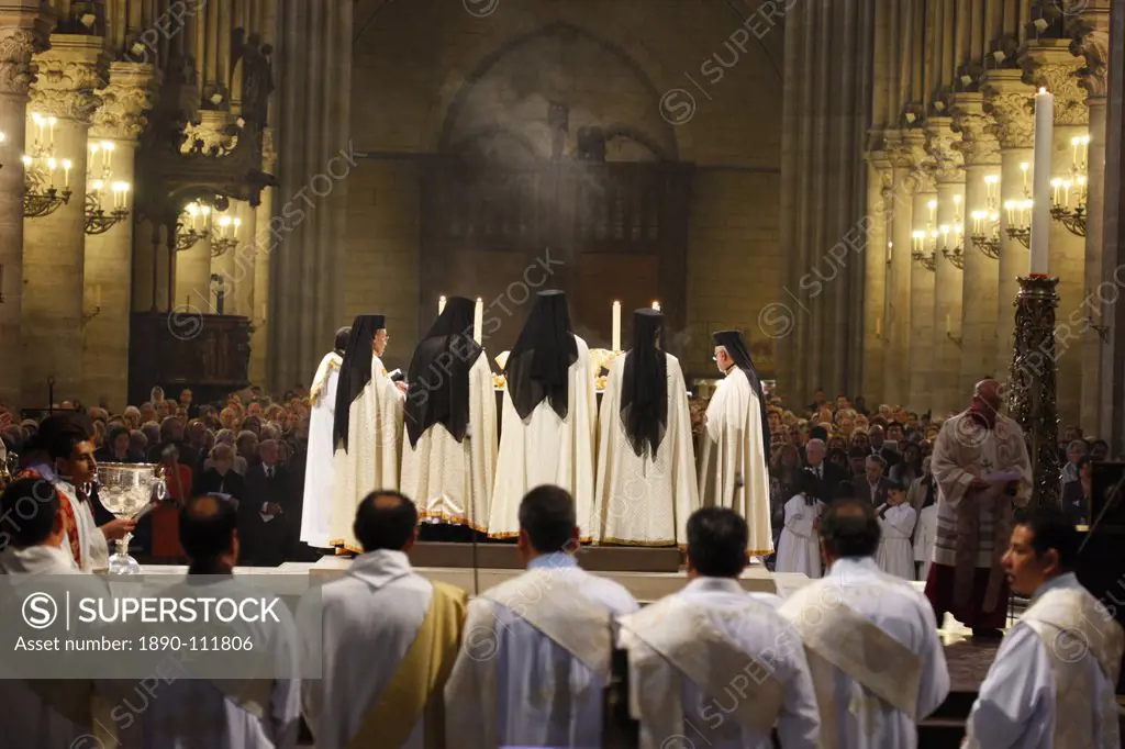 Eastern Oriental church yearly mass in Notre Dame cathedral, Paris, France, Europe