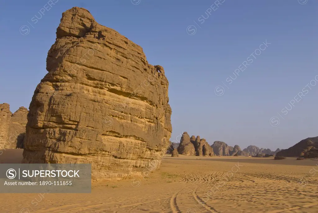 Wonderful rock formations in the Sahara Desert, Tikoubaouine, Southern Algeria, North Africa, Africa