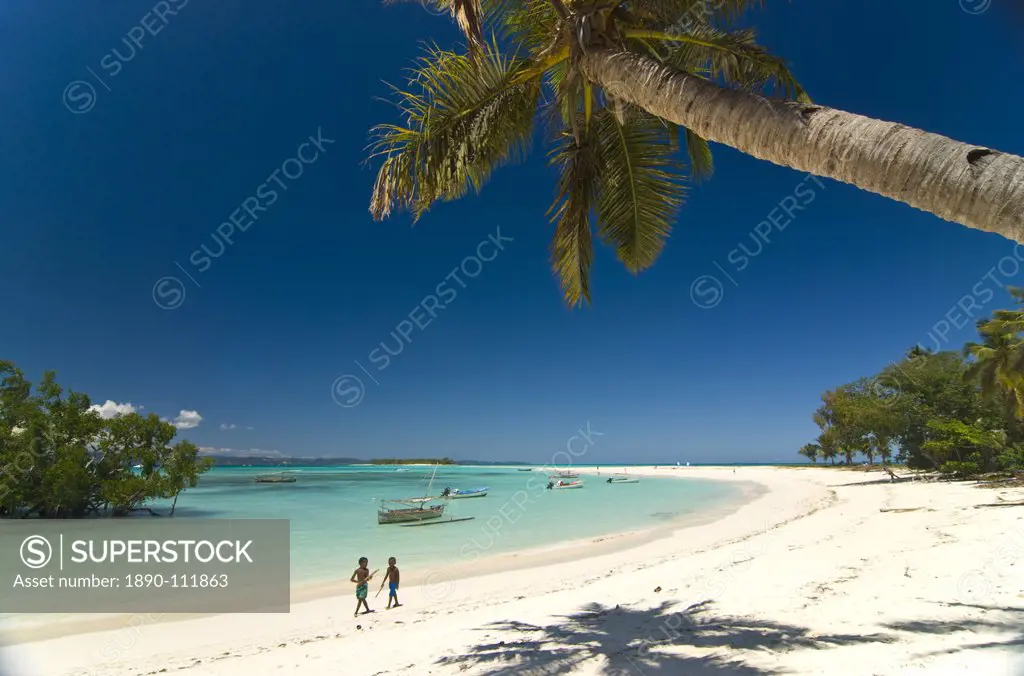 Beautiful beach in Nosy Iranja, a little island near Nosy Be, Madagascar, Indian Ocean, Africa