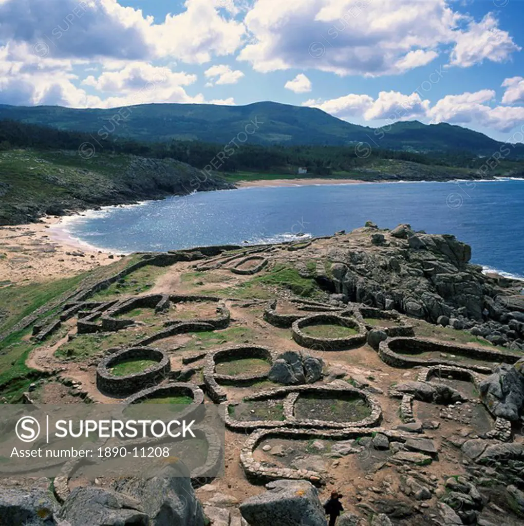 Celtic ruins near Porto do Son, west coast Castro de Barona, Galicia, Spain, Europe