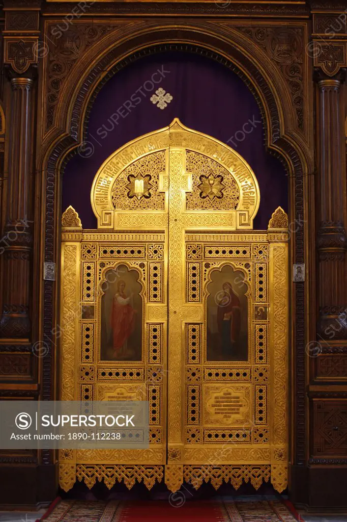 Iconostasis door in the Russian Orthodox church of the Holy Trinity, Jerusalem, Israel, Middle East