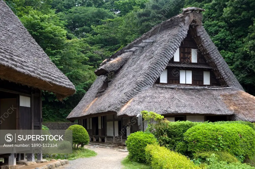 Thatched roof village residences at Nihon Minkaen Open_air Folk House Museum in Kawasaki, Japan, Asia