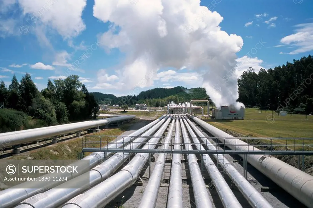 Wairakei geothermal power station, near Lake Taupo, North Island, New Zealand, Pacific