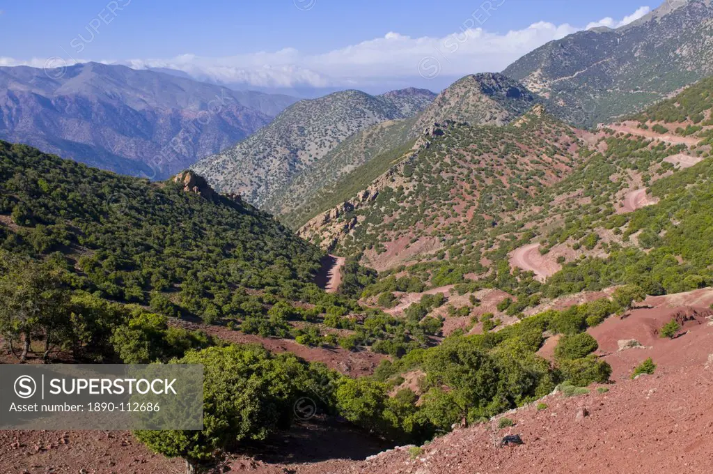 Mountain scenery, seen from the mountain pass Tizi n´Test, Atlas Mountains, Morocco, North Africa, Africa