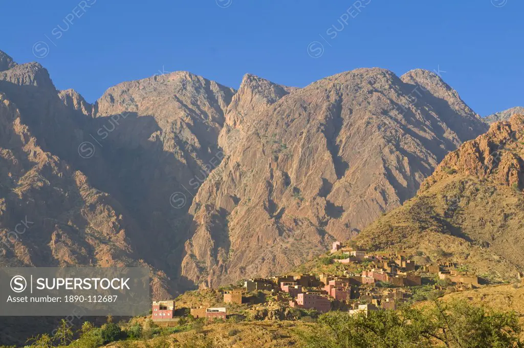 Mountain village near Tafraoute, southern Morocco, North Africa, Africa