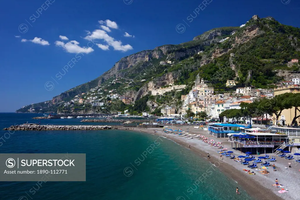 Amalfi town beach, Costiera Amalfitana, UNESCO World Heritage Site, Campania, Italy, Europe