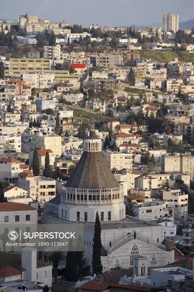 Basilica and city, Nazareth, Israel, Middle East