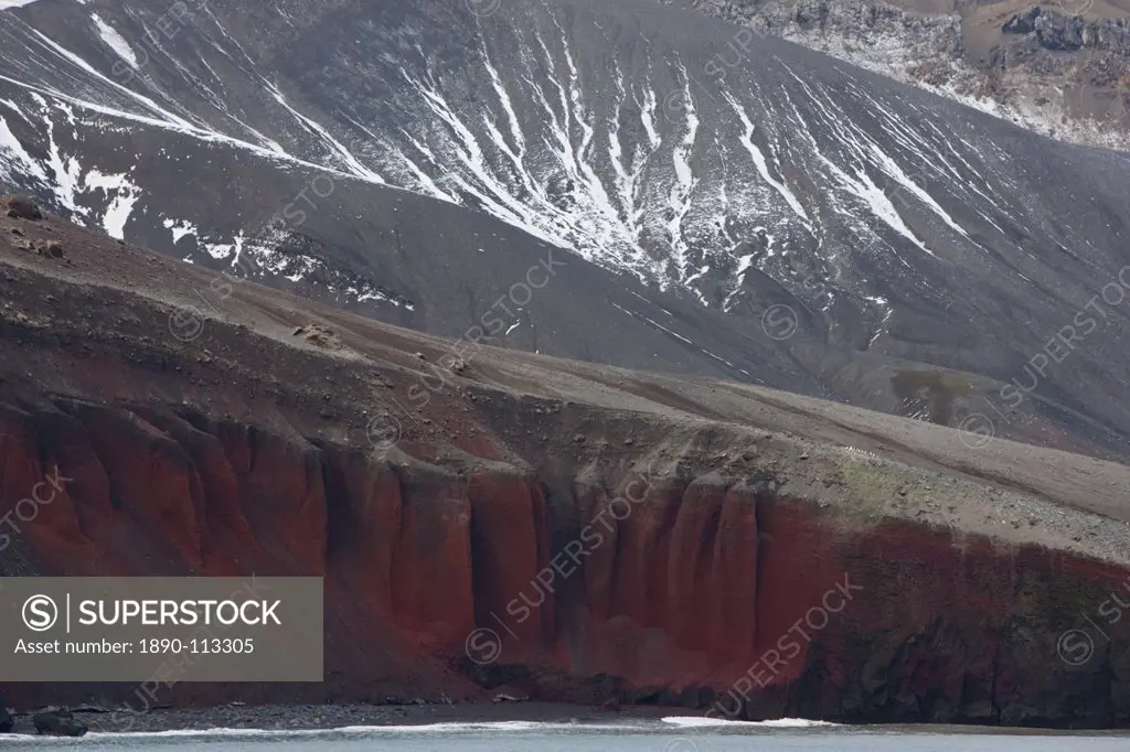 Rock cliffs, Deception Island, South Shetlands, Antarctic, Polar Regions