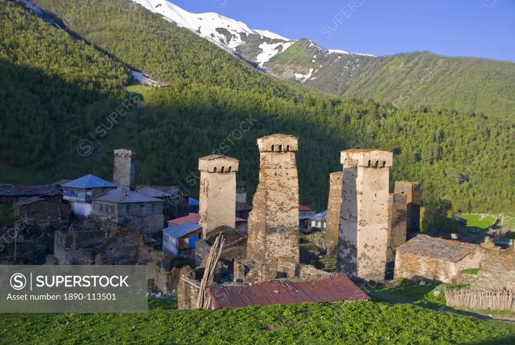 The fortified village of Ushguli, Svanetia, UNESCO World Heritage Site, Georgia, Caucasus, Central Asia, Asia