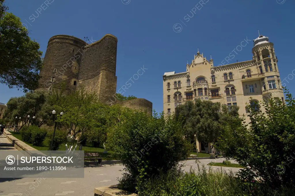 Maiden Tower in the center of the Old City of Baku, UNESCO World Heritage Site, Azerbaijan, Central Asia, Asia