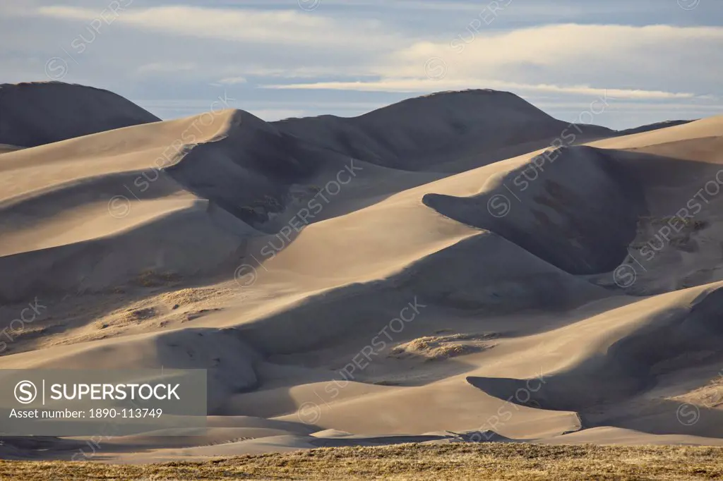 Great Sand Dunes late in the afternoon, Great Sand Dunes National Park and Preserve, Colorado, United States of America, North America