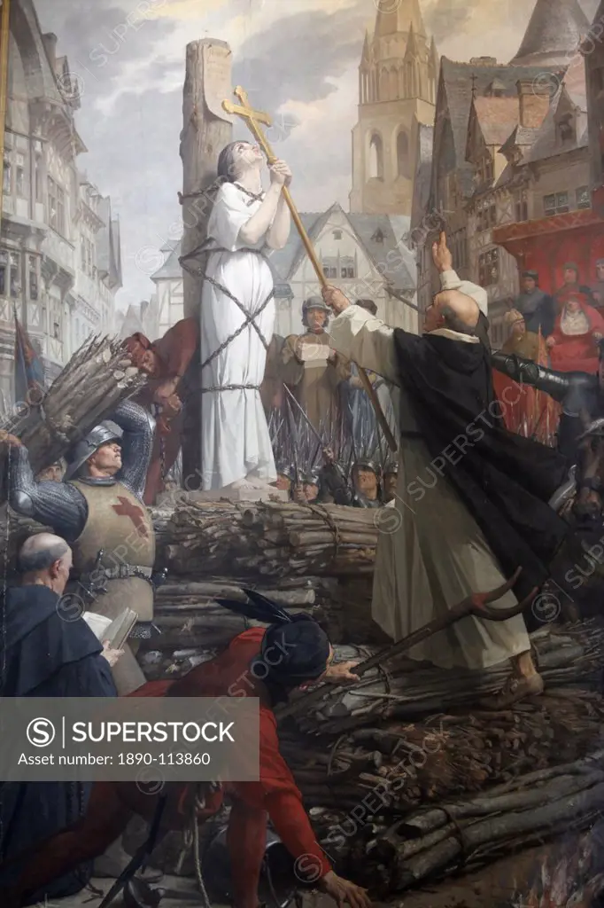 Painting of Joan of Arc on the pyre by Jules_Eugene Leneuveu, Pantheon, Paris, France, Europe