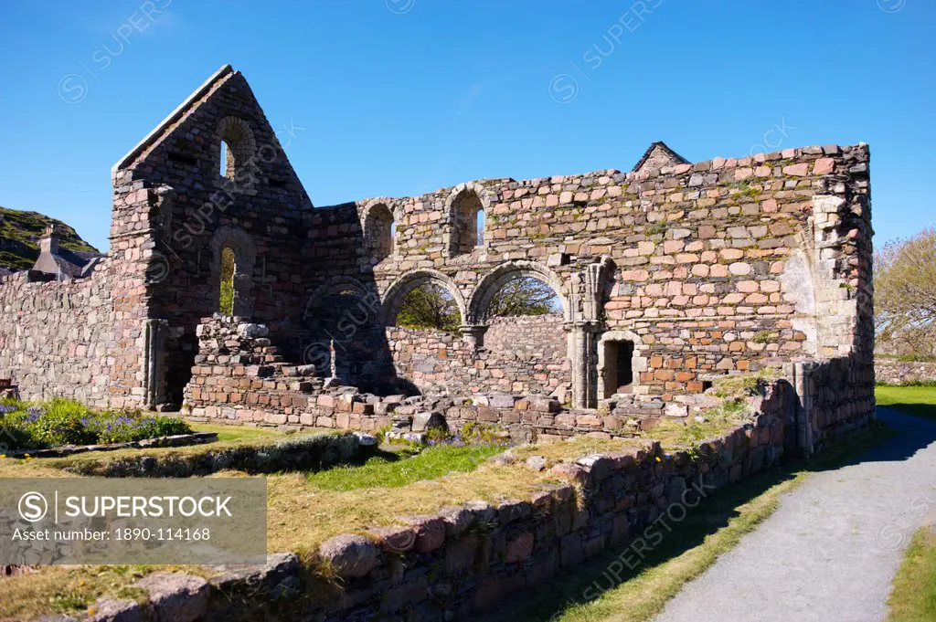 Iona Nunnery, nave arcades in the nunnery church, Iona, Inner Hebrides, Scotland, United Kingdom, Europe