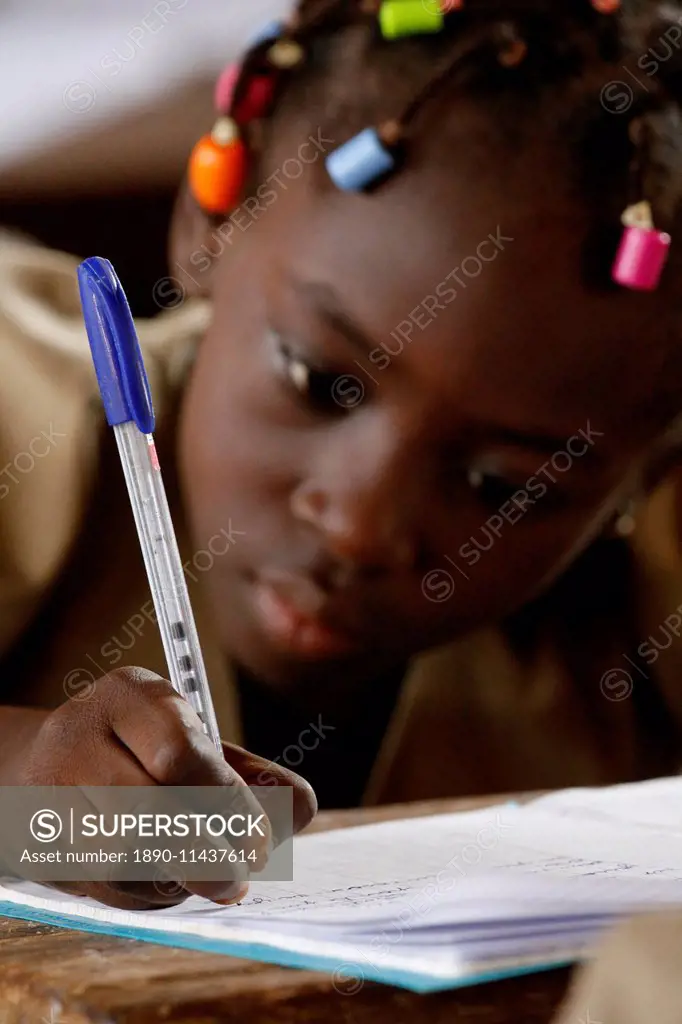 Schoolgirl, African primary school, Lome, Togo, West Africa, Africa