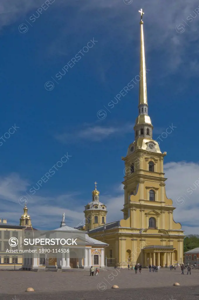 The Peter and Paul Cathedral on the Fortress Island, River Neva, St. Petersburg, Russia, Europe