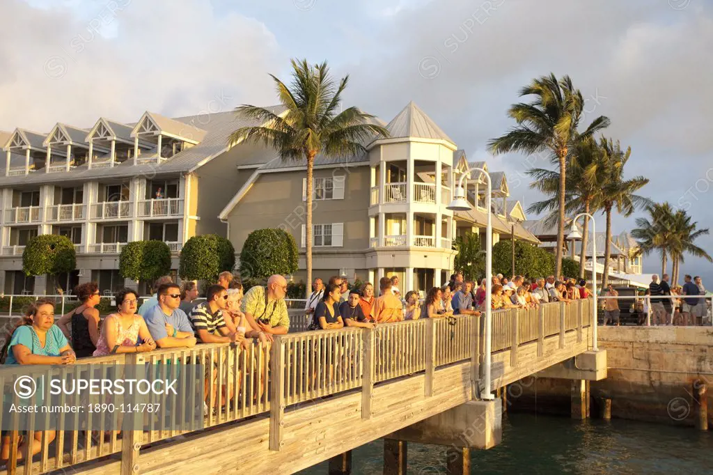 Watching the sunset in Mallory Square, Key West, Florida, United States of America, North America