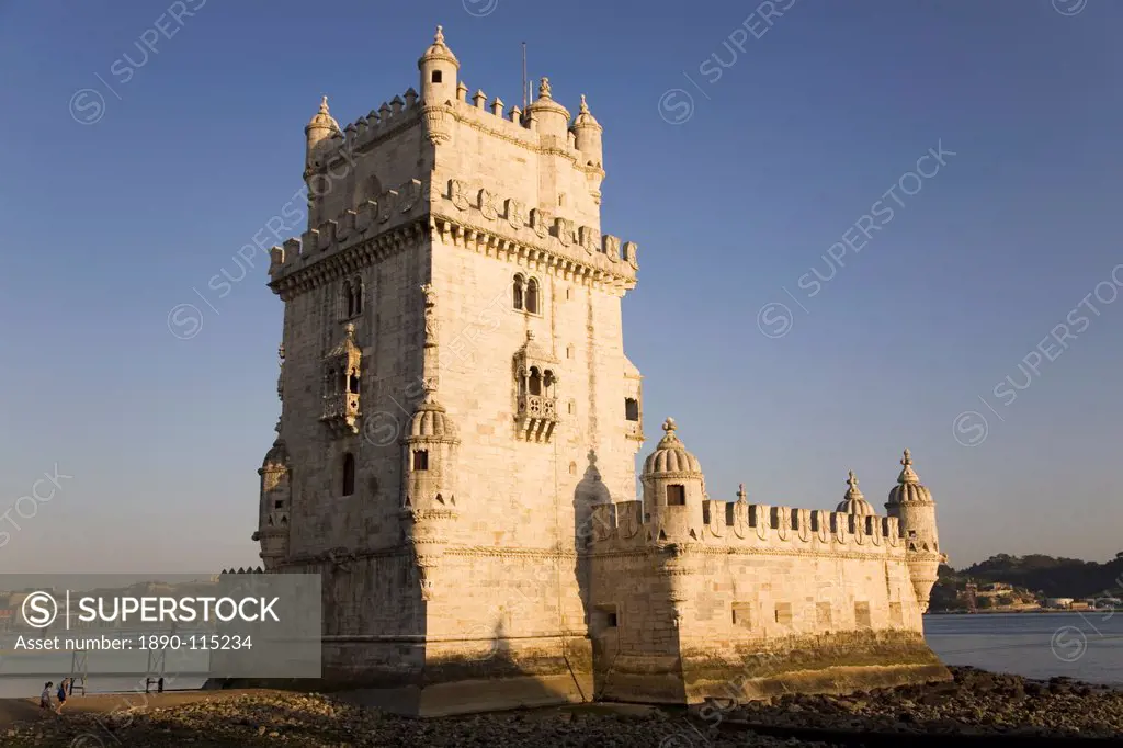 The manueline style Tower of Belem, built between 1515 and 1521 as a watchtower for the port of Lisbon, UNESCO World Heritage Site, Portugal, Europe