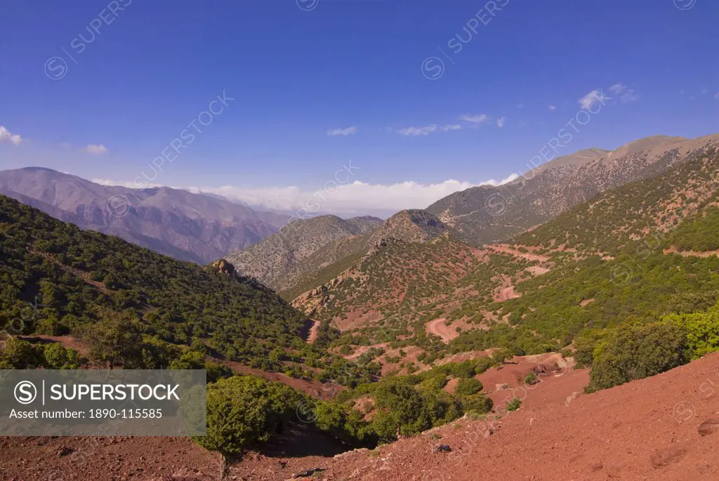 Mountain scenery, seen from the mountain pass Tizi n´Test, Atlas Mountains, Morocco, North Africa, Africa