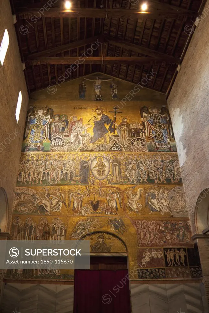 Domesday mosaics of the Last Judgement, dating from the 12th century Byzantine period, Cathedral of Santa Maria Assunta Duomo Santa Maria dell´Assunta...